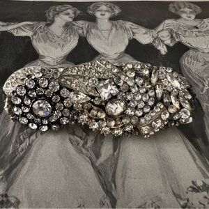Handmade Rhinestone Collage Vintage Hair Clip